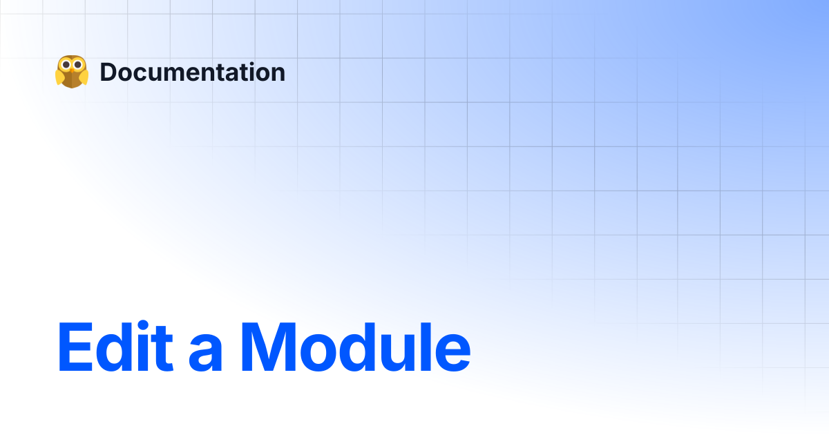 Edit a Module | 日本語 | Documentation